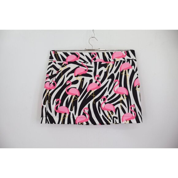 Loudmouth Golf Womens Skort Skirt Size 10 Flamingo Zebra Tropical Pickleball - Picture 3 of 10